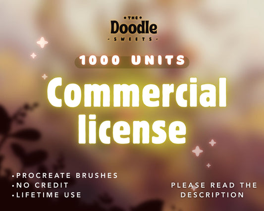 Commercial License – 1,000 Units For TheDoodleSweets Procreate Brushes | Physical Product Use Only