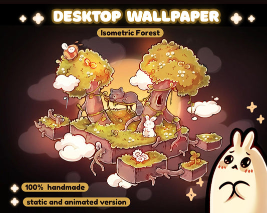 Isometric Forest - vanilla sky sunset theme background wallpaper