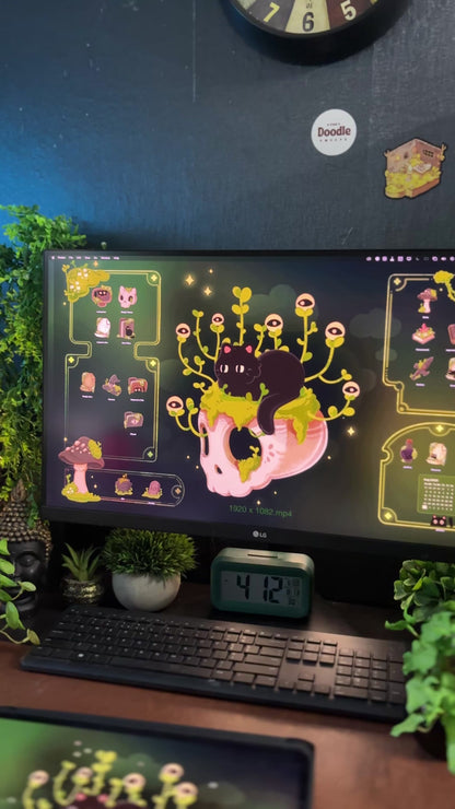 Cute Goth Cat Desktop Wallpaper & Icons Sets