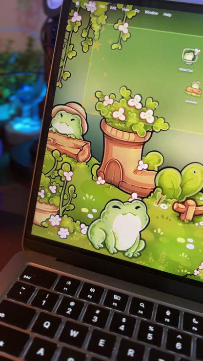 Froggy Garden Desktop Wallpaper Organizer set